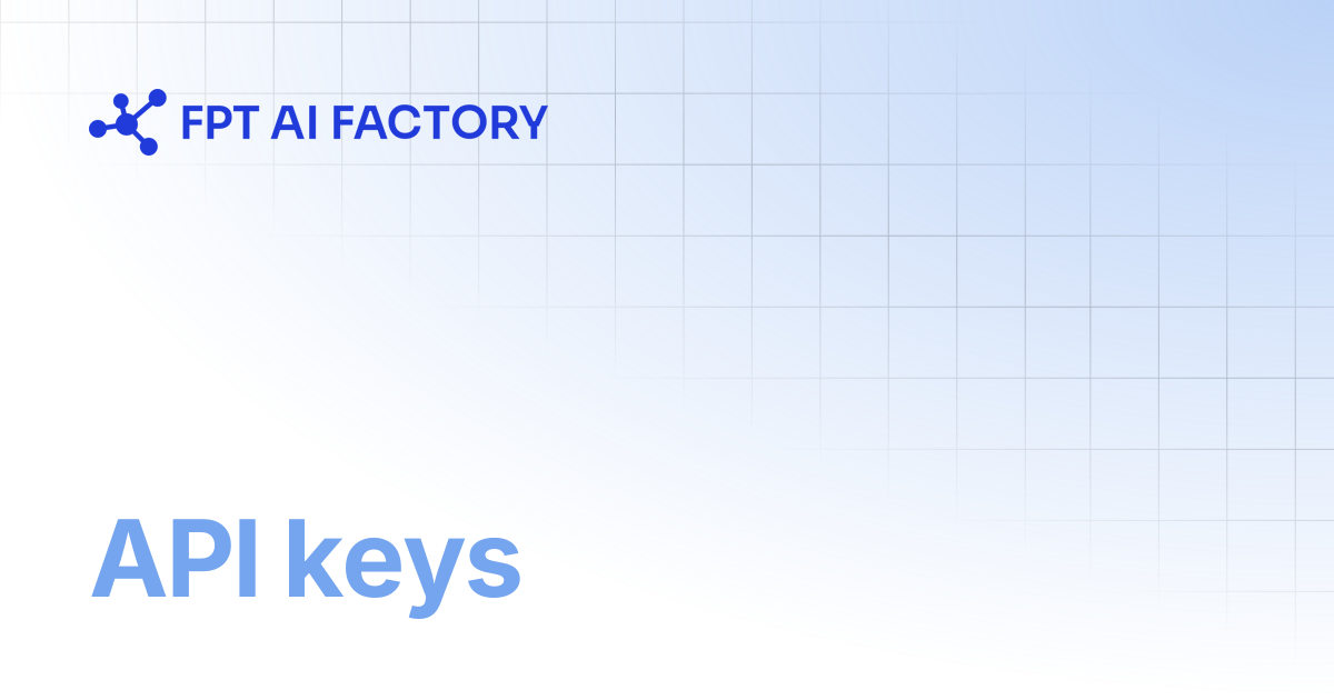 API keys | AI Factory Documentation
